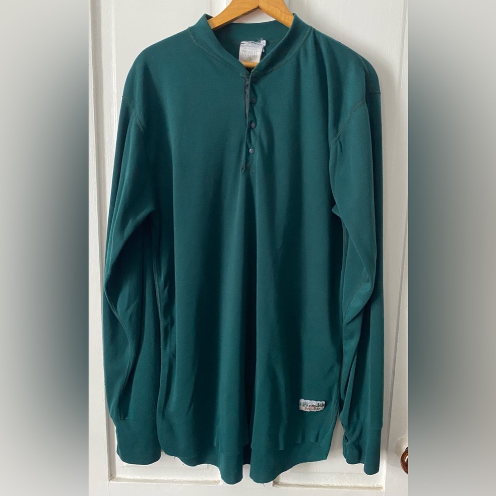 Vintage EMS Bergelene Polartec 100 Henley Pullover USA Made Green Large